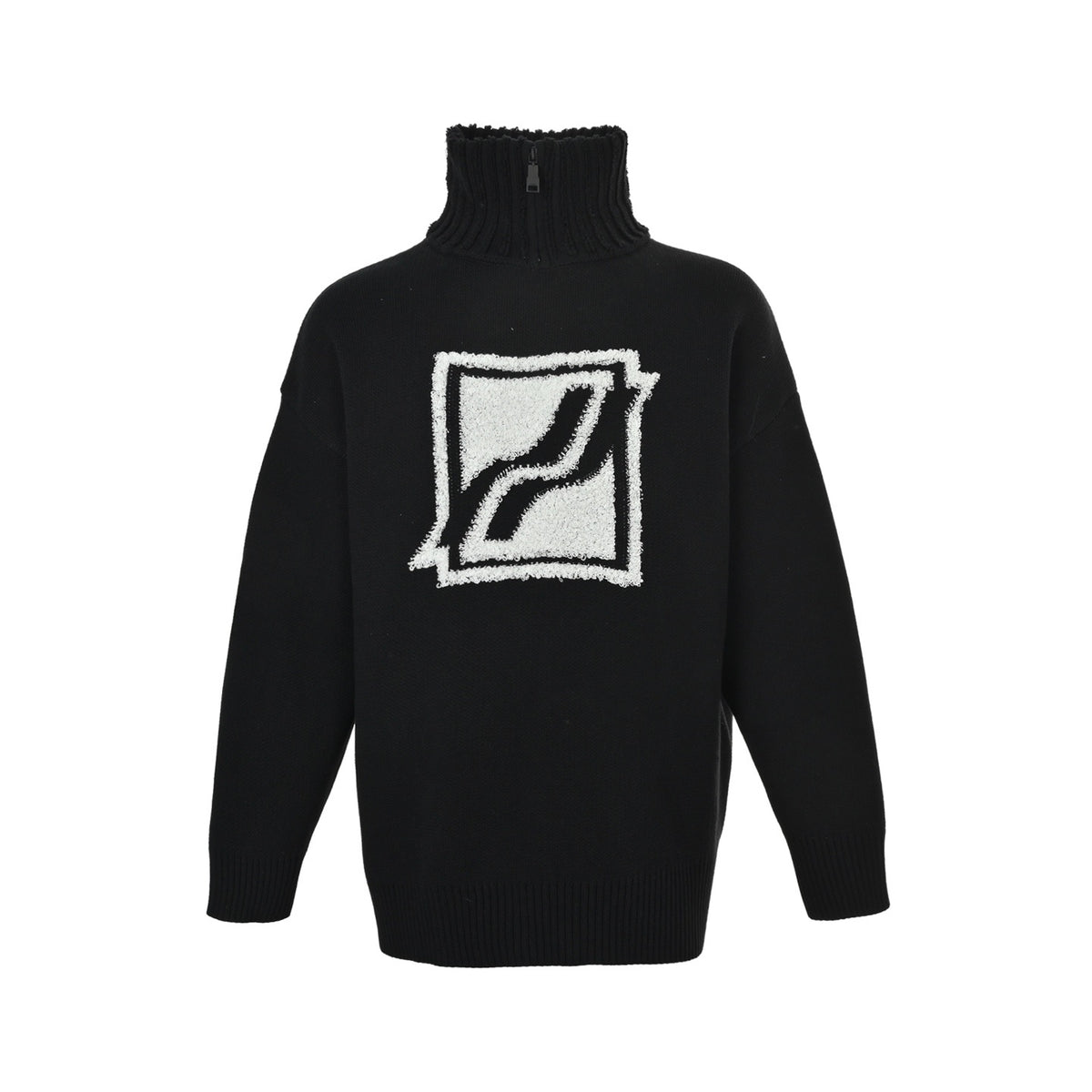 We11 Done square logo half-zip turtleneck sweater