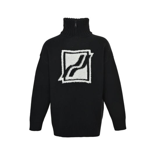 We11 Done square logo half-zip turtleneck sweater