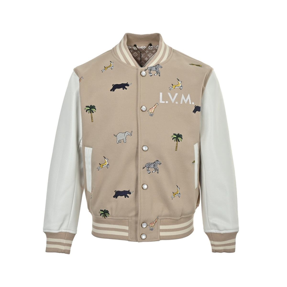 Louis Vuitton 26ss Animal Park embroidered baseball jacket