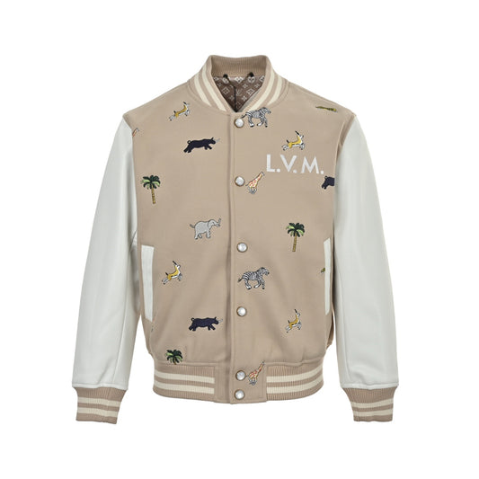 Louis Vuitton 26ss Animal Park embroidered baseball jacket