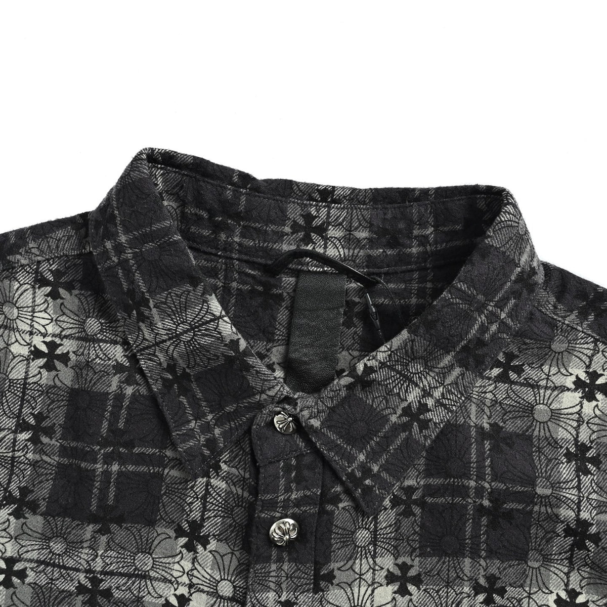Chrome Hearts all-over plaid cross long-sleeved shirt
