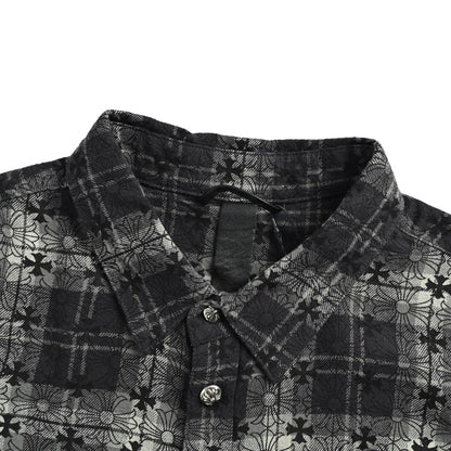 Chrome Hearts all-over plaid cross long-sleeved shirt