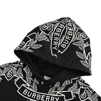 Burberry 25Fw classic wheat ear letters all over printed hooded sweatshirt