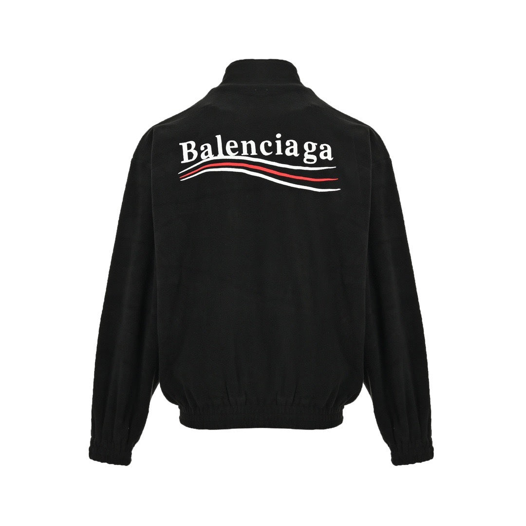 Balenciaga/Balanciaga 23Fw embroidered cola zipper polar fleece jacket