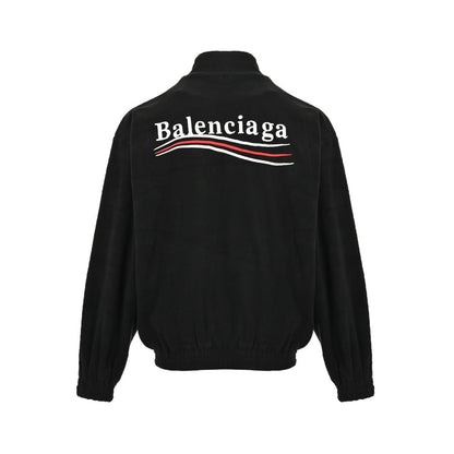 Balenciaga/Balanciaga 23Fw embroidered cola zipper polar fleece jacket
