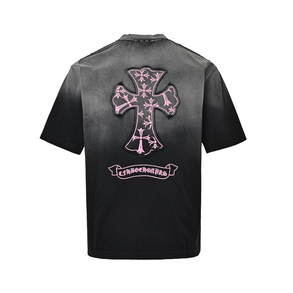 Chrome Hearts/Chrome Heart Cross patch embroidered round neck short sleeves