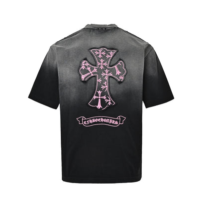 Chrome Hearts/Chrome Heart Cross patch embroidered round neck short sleeves