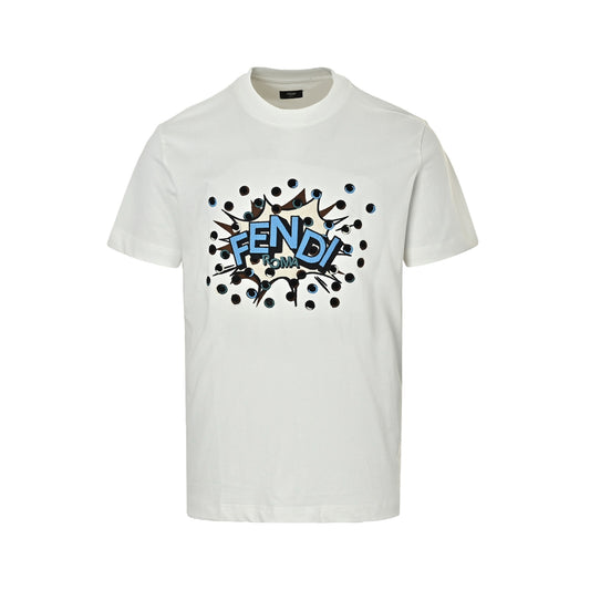 Fendi explosive polka dot letter embroidered short sleeves