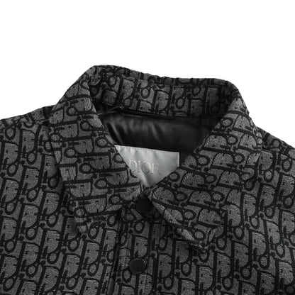 Dior all-over printed thin velvet lapel down jacket