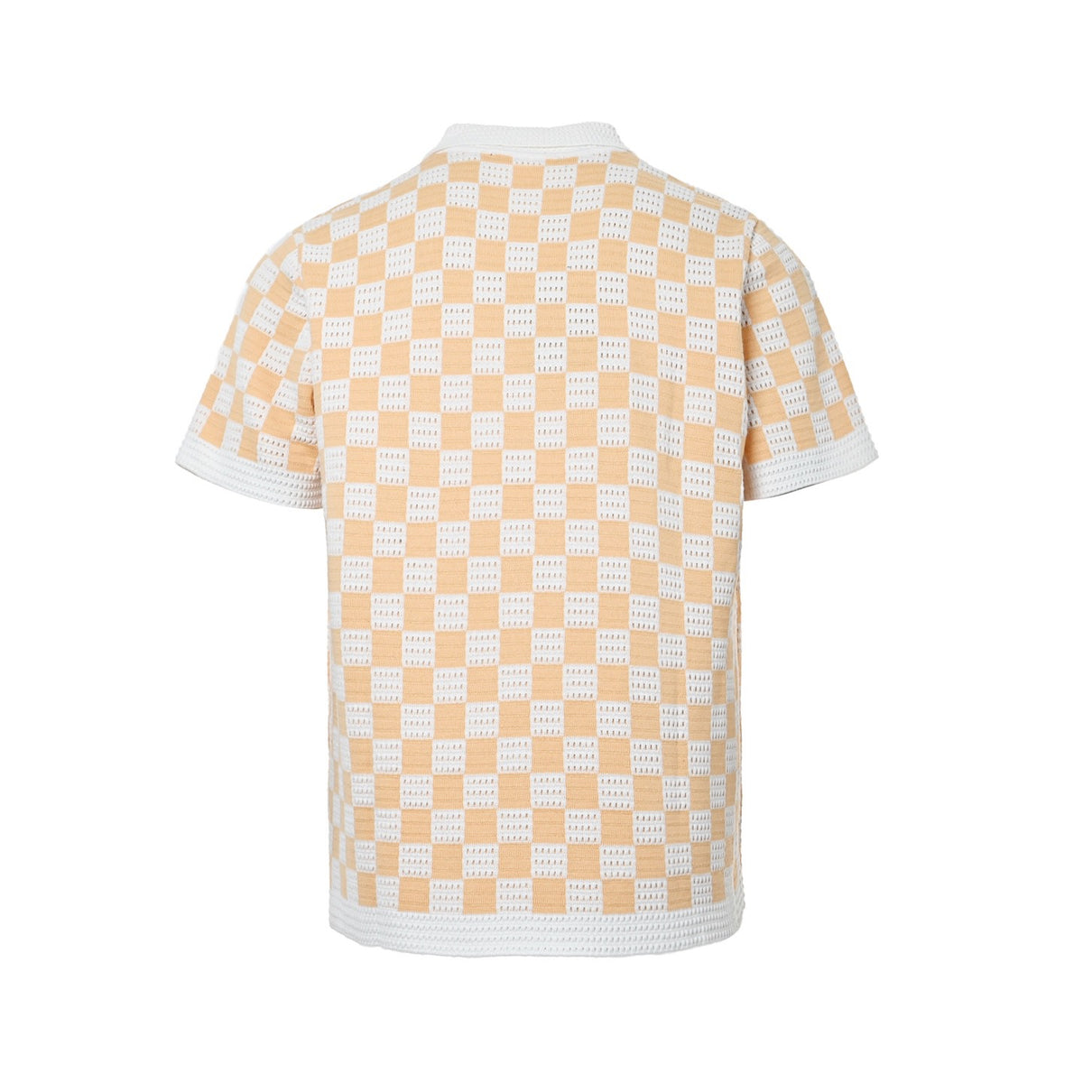 Louis Vuitton 26ss leather label checkerboard jacquard knitted short-sleeved shirt