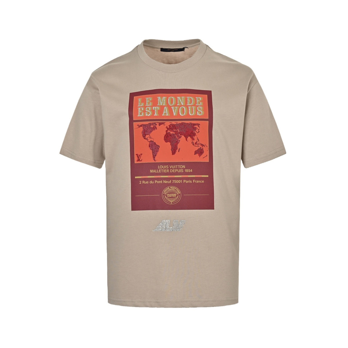 Louis Vuitton 25ss world map hot diamond short sleeves