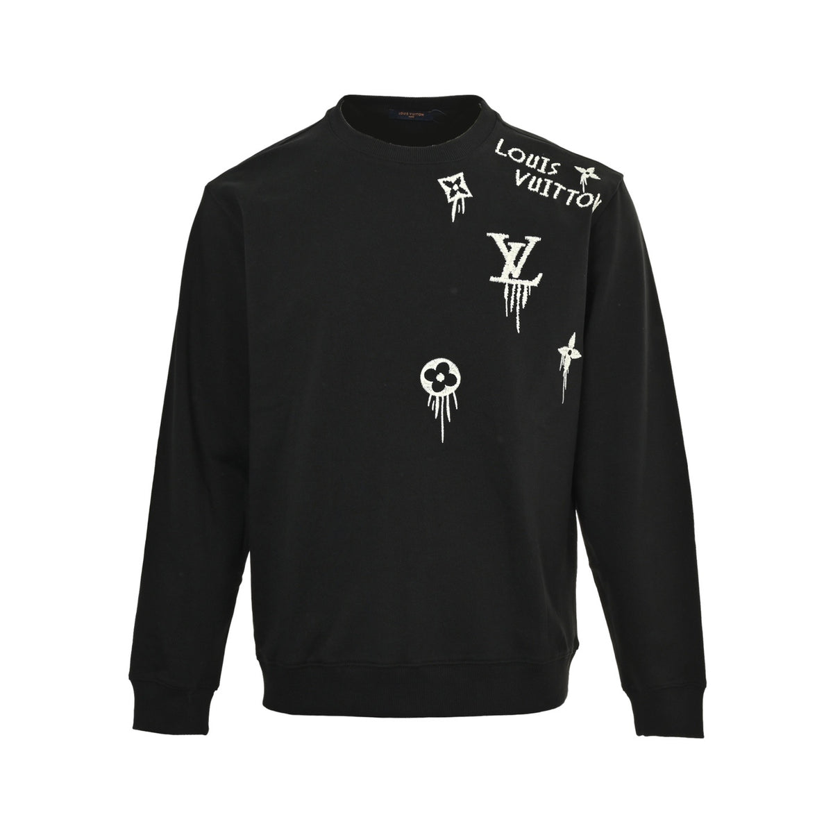 Louis Vuitton 25Fw tassel presbyopic letter embroidered round neck sweatshirt
