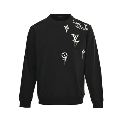 Louis Vuitton 25Fw tassel presbyopic letter embroidered round neck sweatshirt
