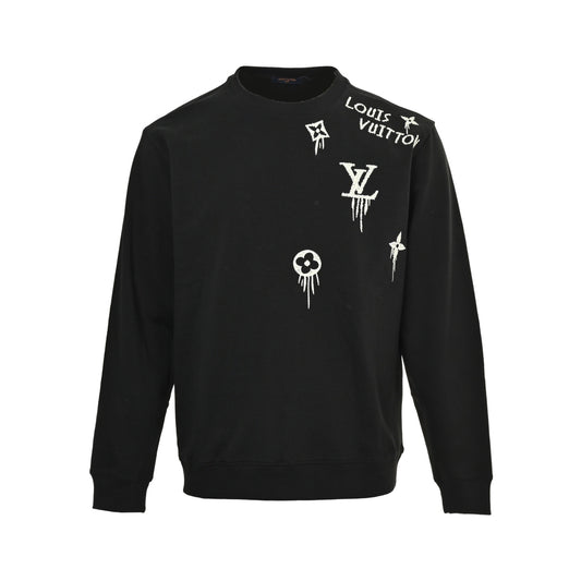 Louis Vuitton 25Fw tassel presbyopic letter embroidered round neck sweatshirt