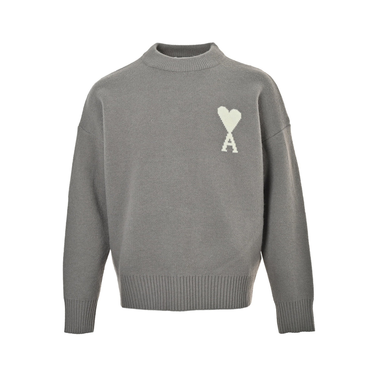 AMI PARIS three-color love jacquard crew neck sweater