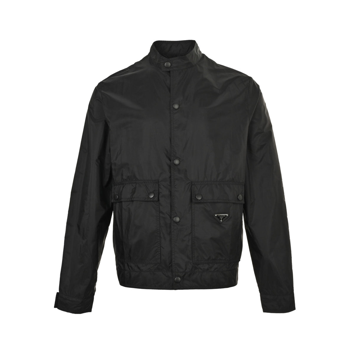 Prada 25Fw flap pocket concealed button regenerated nylon stand collar jacket