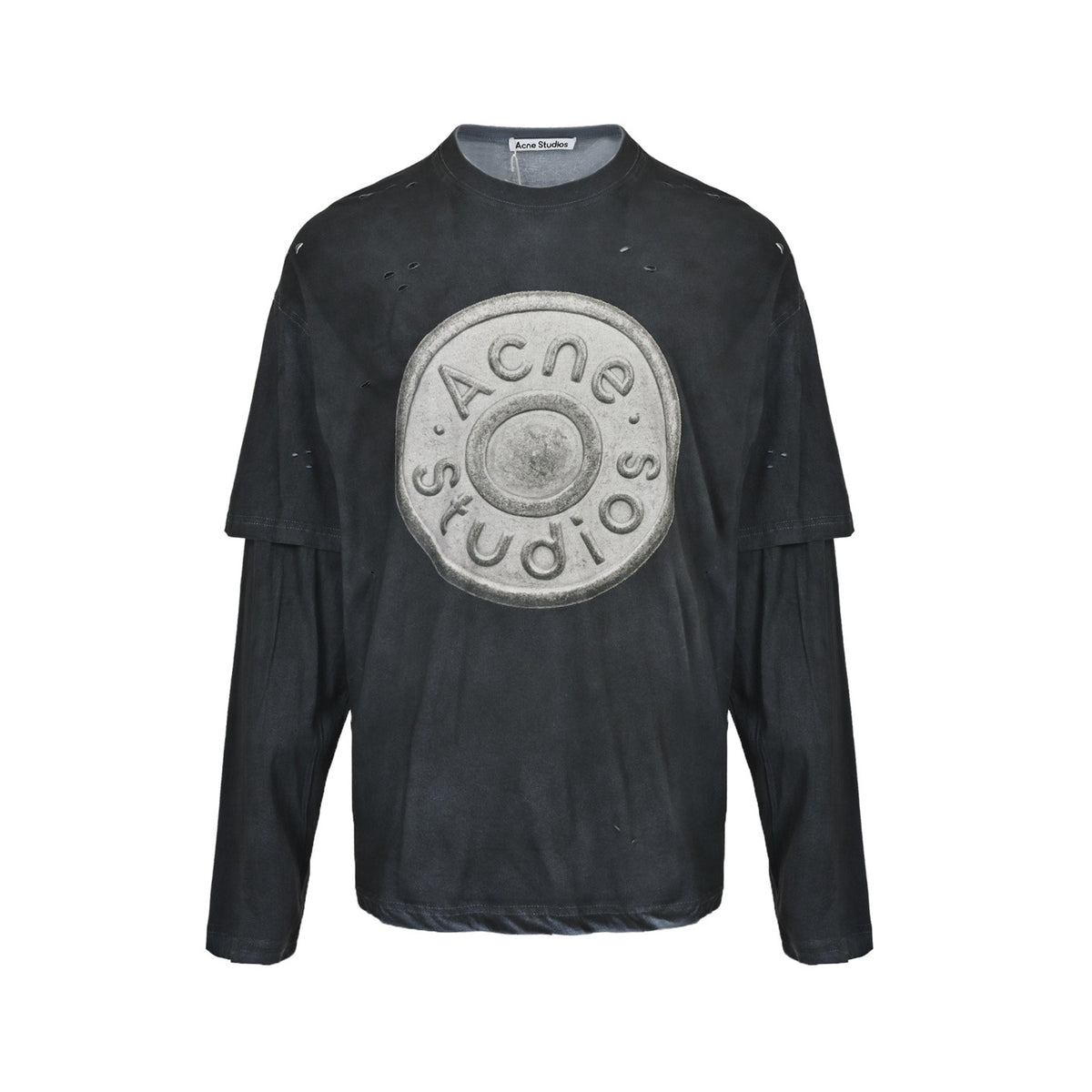 Acne Studios distressed sandblasted washed fake two-piece long-sleeved T-shirt