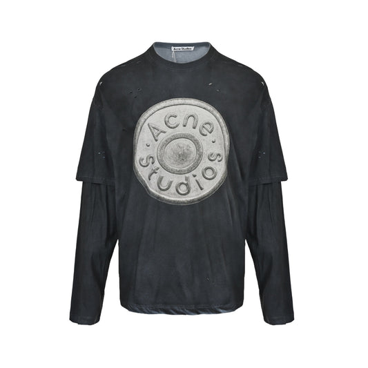 Acne Studios distressed sandblasted washed fake two-piece long-sleeved T-shirt