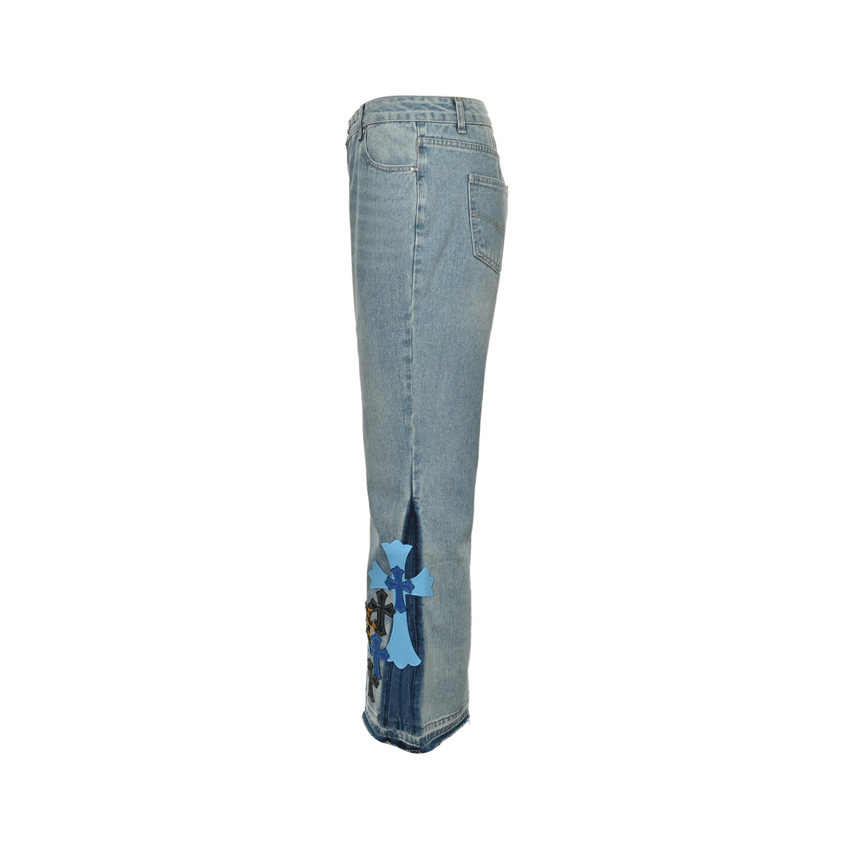 Chrome Hearts/Chrome Heart cross patch embroidered washed jeans