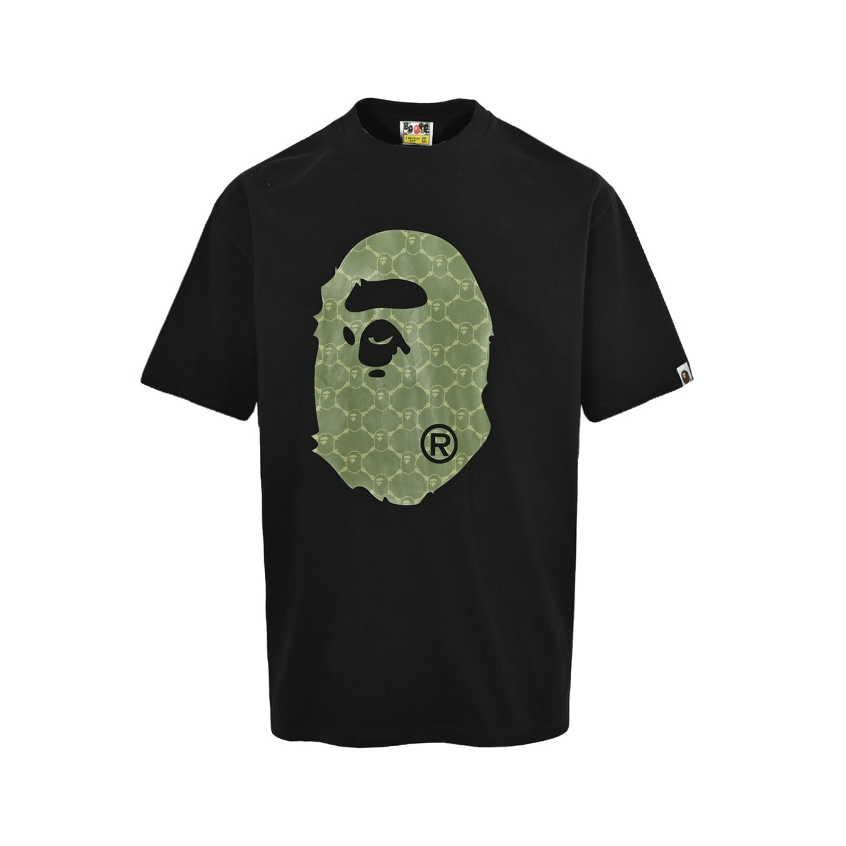 Bape green camouflage ape head print short sleeves