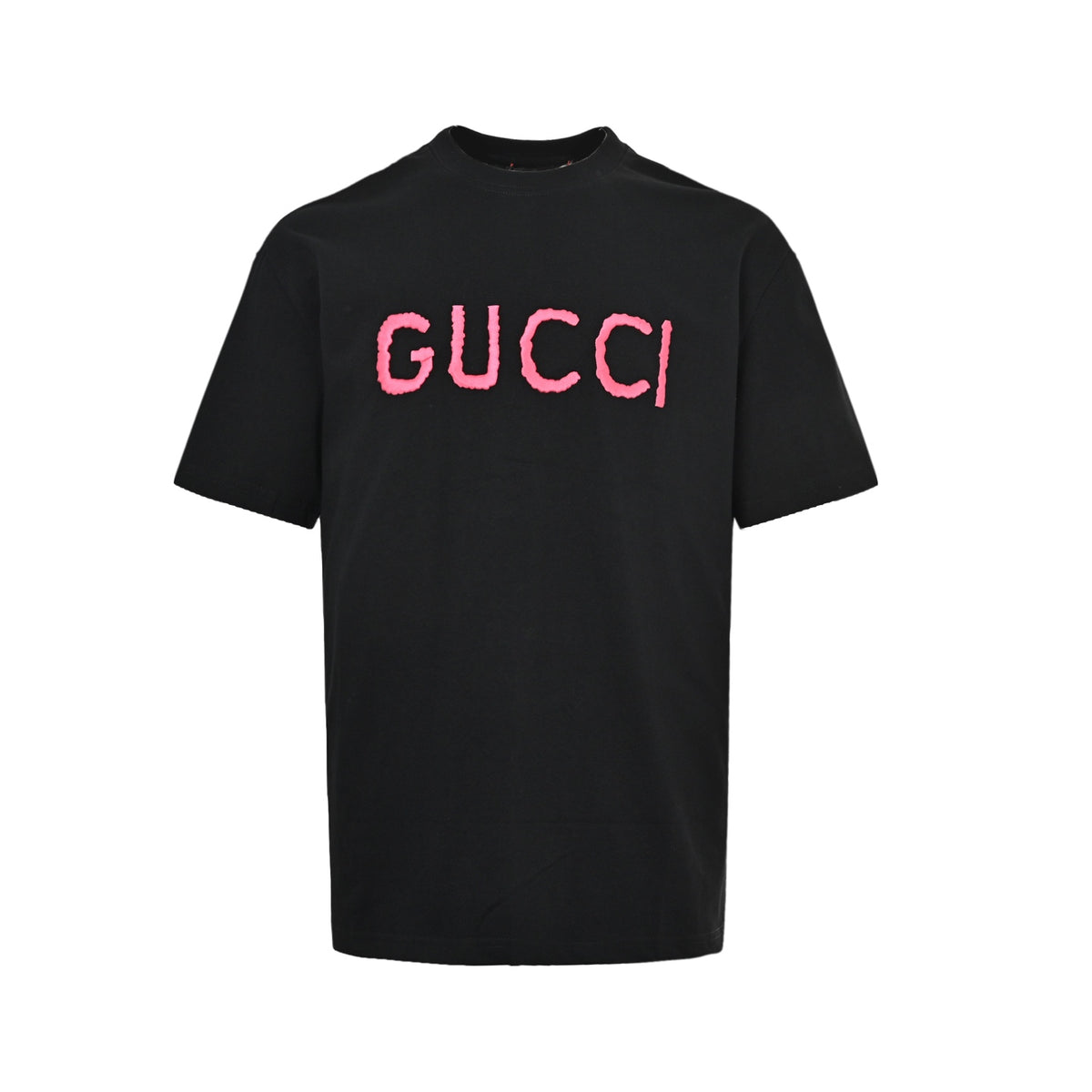 Gucci pink letter logo embroidered short sleeves