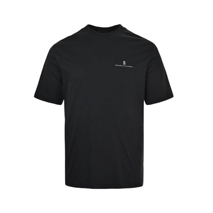 BRUNELLO CUCINELEI/BC Tencel cotton short-sleeved letter logo on left chest