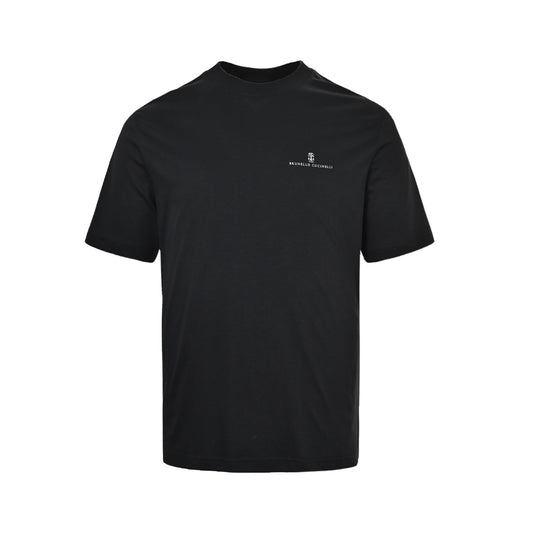 BRUNELLO CUCINELEI/BC Tencel cotton short-sleeved letter logo on left chest