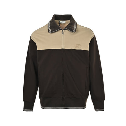 Miu Miu embroidered contrasting color suit zipper jacket