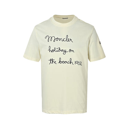 Moncler/Mask 1952 handwriting style embroidered short sleeves