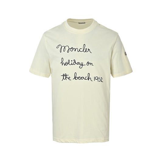 Moncler/Mask 1952 handwriting style embroidered short sleeves