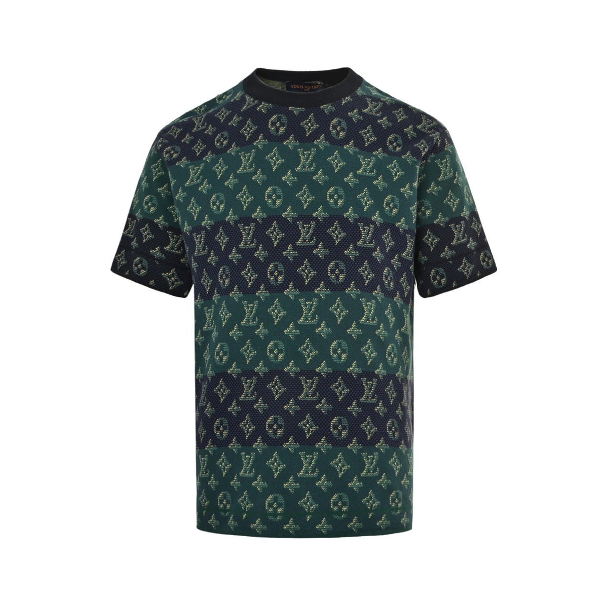 Louis Vuitton contrasting color old flower jacquard knitted short sleeves