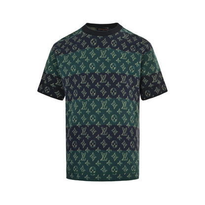 Louis Vuitton contrasting color old flower jacquard knitted short sleeves