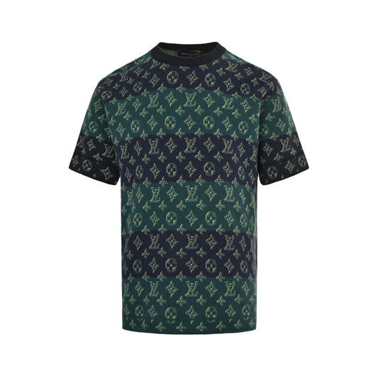 Louis Vuitton contrasting color old flower jacquard knitted short sleeves