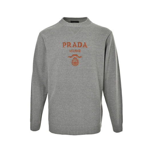 Prada classic logo jacquard crew neck sweater