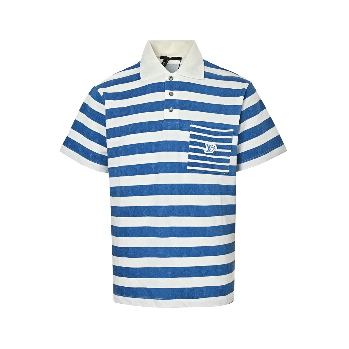 Louis Vuitton 25 blue letter logo printed short-sleeved Louis Vuitton/Louis Vuitton blue striped polo Polo short-sleeved