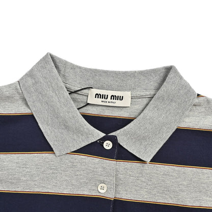 Miu Miu gray and blue striped Polo short sleeves