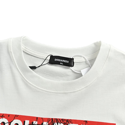 Dsquared2 classic red lips and big teeth print short sleeves