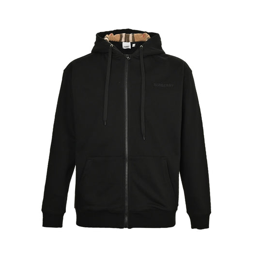 Burberry 24Fw letter embroidered plaid zipper hooded sweatshirt jacket