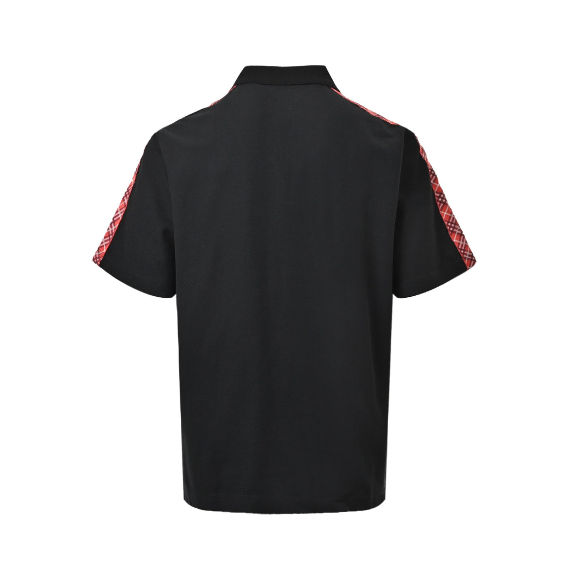 Burberry Red Ribbon War Horse Embroidered Check Shoulder Polo Short Sleeve