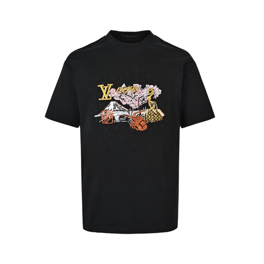 Louis Vuitton cultural landscape elements embroidered short sleeves