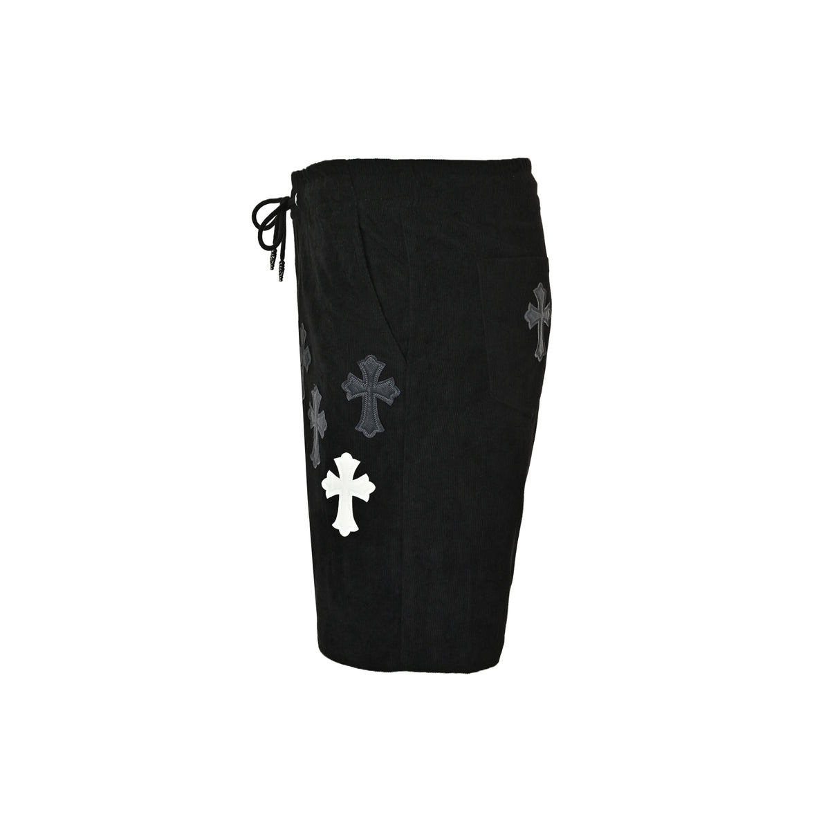 Chrome Hearts cross patch embroidered corduroy shorts