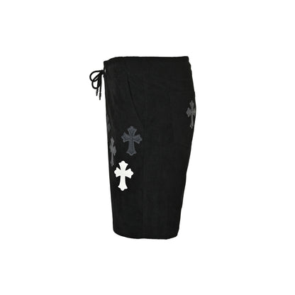Chrome Hearts cross patch embroidered corduroy shorts
