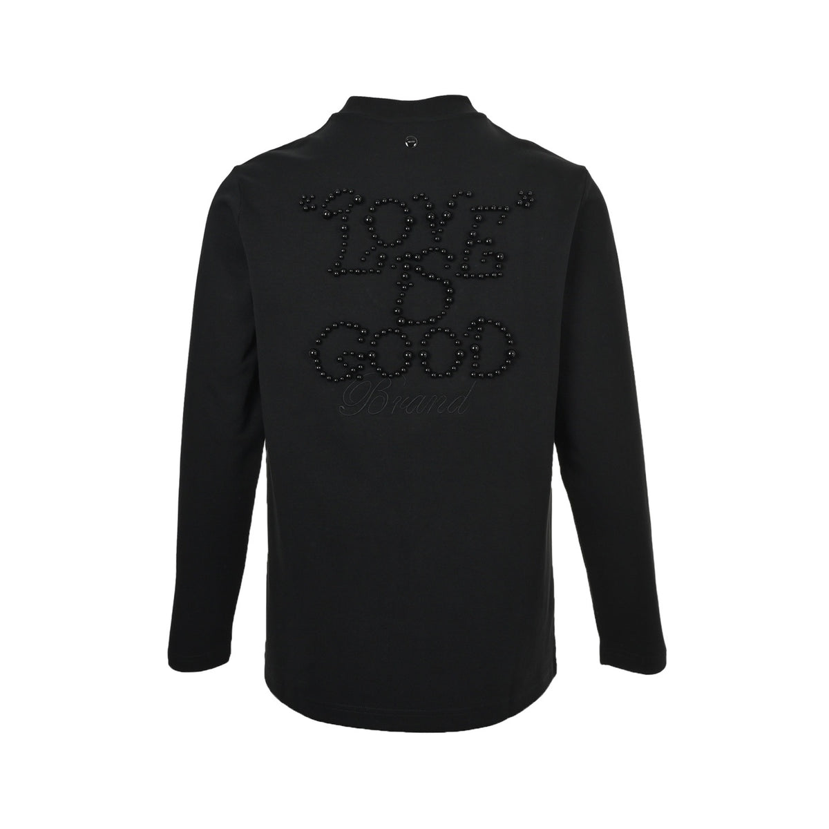 Good Brand dark pattern electroplated porcelain pearl letter embroidered long-sleeved T-shirt