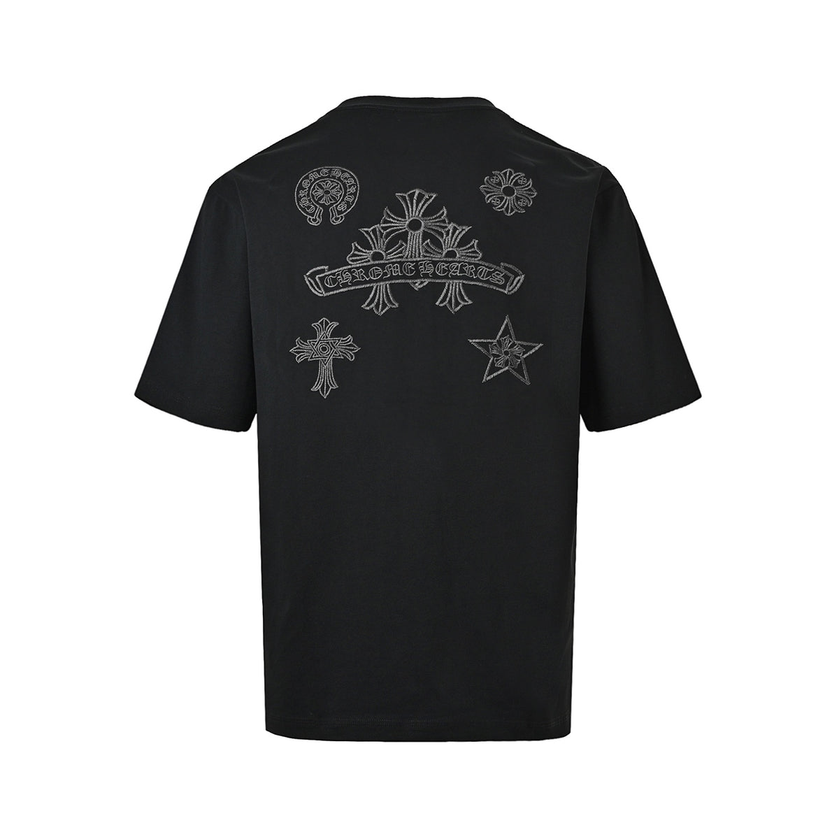 Chrome Hearts/Chrome Heart 26ss Heavy Industry Hollow Embroidered Short Sleeves