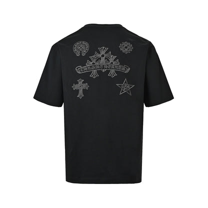 Chrome Hearts/Chrome Heart 26ss Heavy Industry Hollow Embroidered Short Sleeves