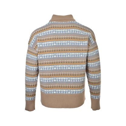 Ami Love Jacquard Striped Lapel Polo Sweater