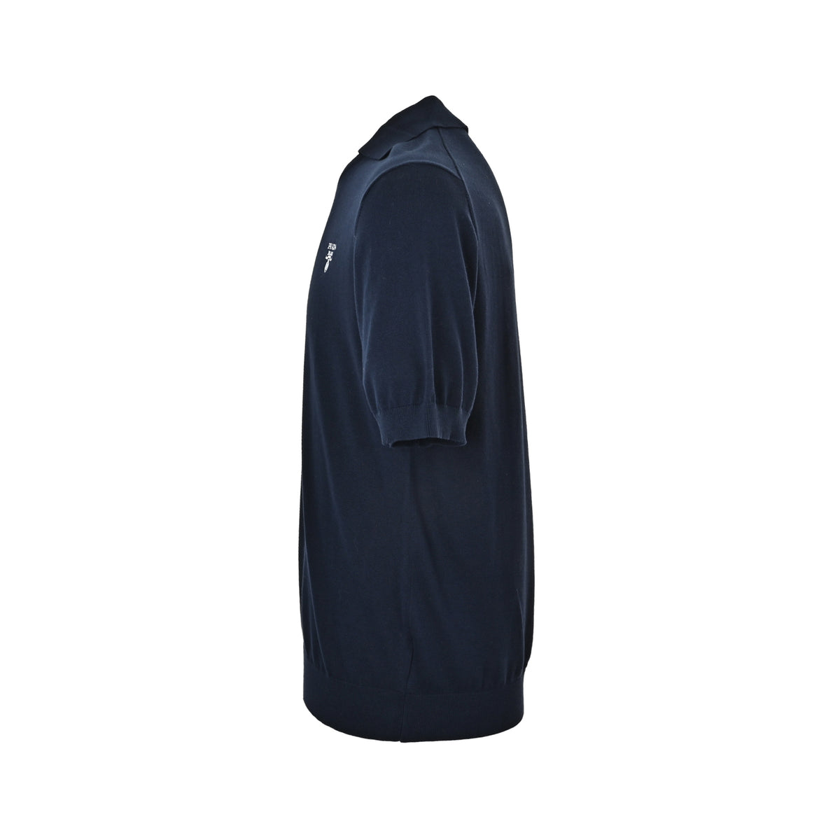 Prada seagull collar embroidered knitted Polo short sleeves