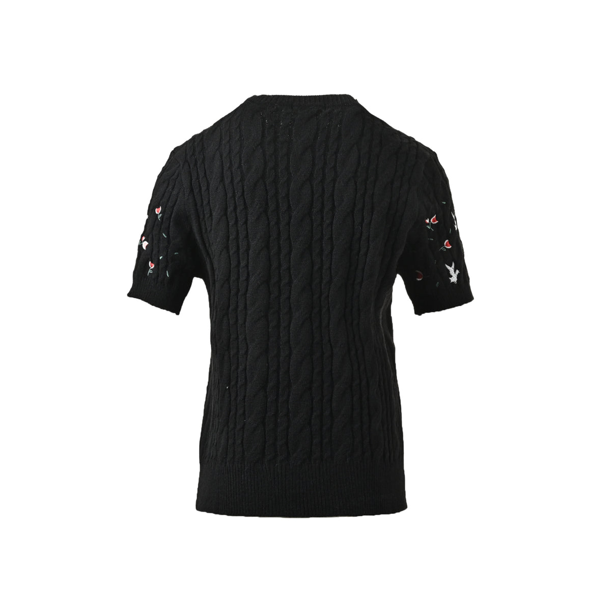 Dior floral white dove embroidery twist knit short sleeves