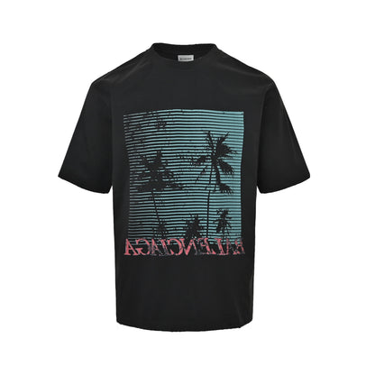 Balenciaga/Balanciaga 26ss beach art coconut tree print short sleeves