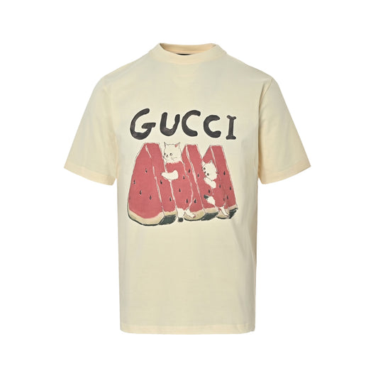 Gucci cat watermelon print short sleeves